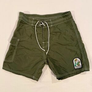Katin Waterman Trunk Mens 29 Olive Night Surf Swim Board Shorts K-Man Patch